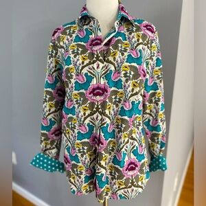 Talbots floral pattern  button blouse work once 
Size medium